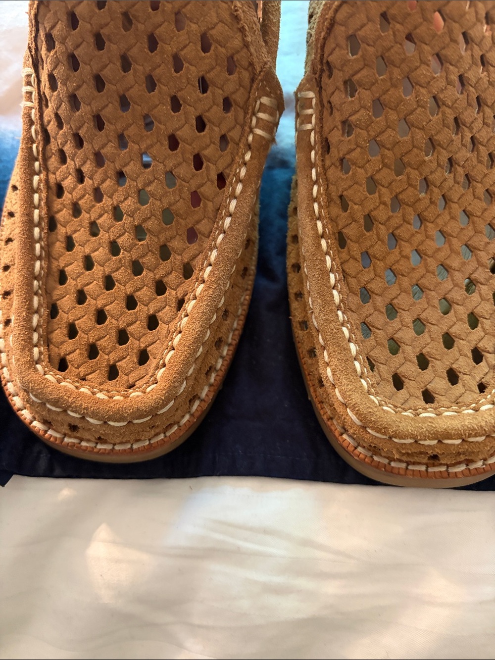 Suede Perforated Slip-On Loafers - Brown - Picture 5 of 9